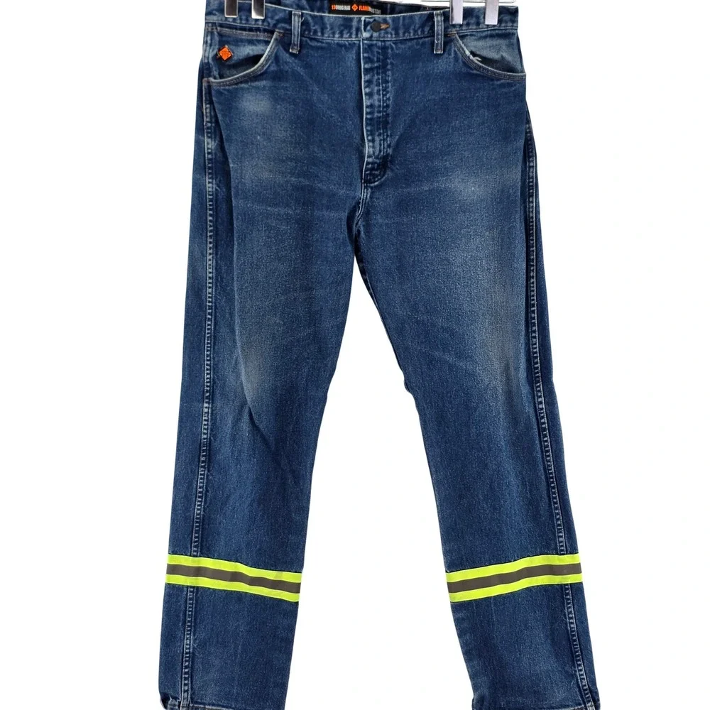 Wrangler Jeans Men 40x36 Blue FR13MWZ Flame Resistant Reflective Safety Workwear